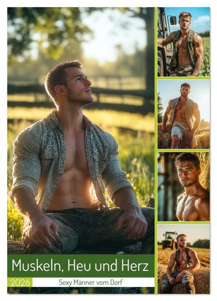 Muskeln Heu und Herz - Sexy Männer vom Dorf (Wandkalender 2026 DIN A3 hoch) CALVENDO Monatskalender