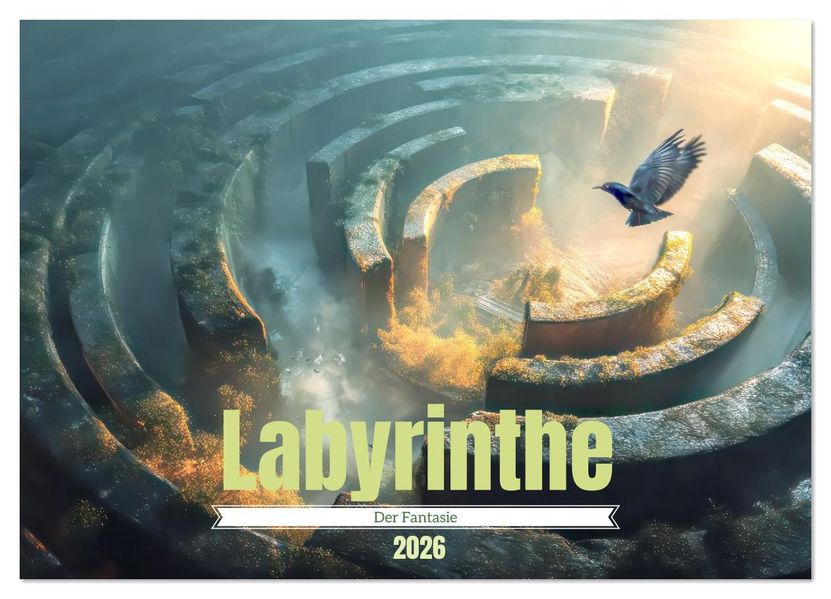 Labyrinthe - Der Fantasie (Wandkalender 2026 DIN A2 quer) CALVENDO Monatskalender