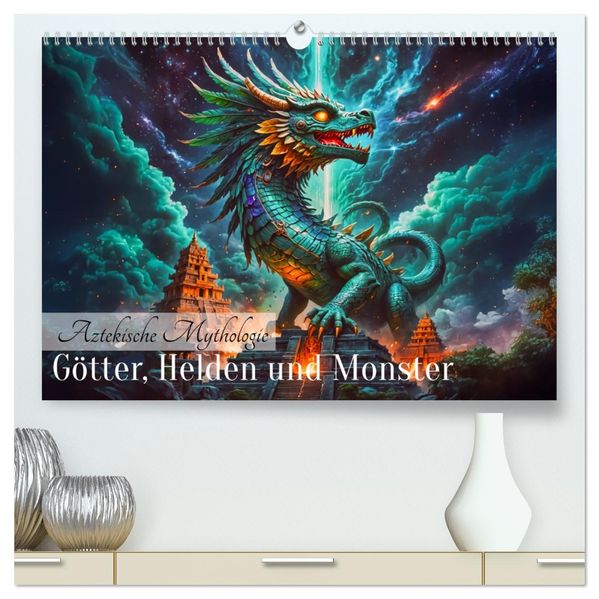 Aztekische Mythologie - Götter Helden und Monster (hochwertiger Premium Wandkalender 2026 DIN A2 quer) Kunstdruck in Hochglanz