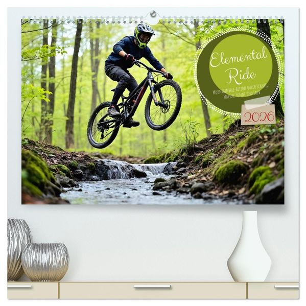 Elemental Ride. Mountainbike-Action durch Schnee Matsch Sonne und Laub (hochwertiger Premium Wandkalender 2026 DIN A2 quer) Kunstdruck in Hochglanz