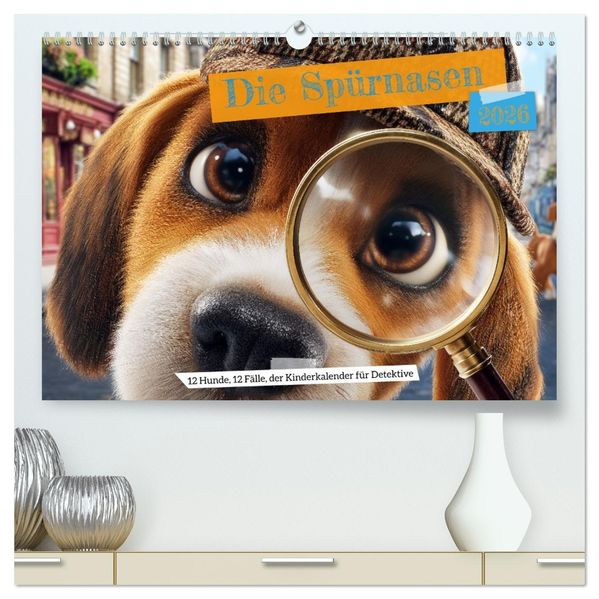 Die Spürnasen - 12 Hunde 12 Fälle der Kinderkalender für Detektive (hochwertiger Premium Wandkalender 2026 DIN A2 quer) Kunstdruck in Hochglanz