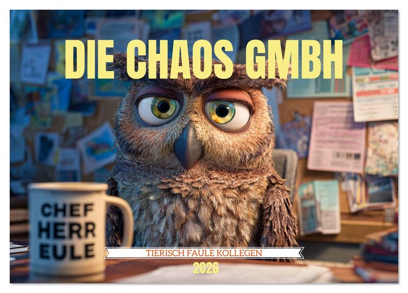 Die Chaos GmbH - Tierisch faule Kollegen (Tischkalender 2026 DIN A5 quer) CALVENDO Monatskalender