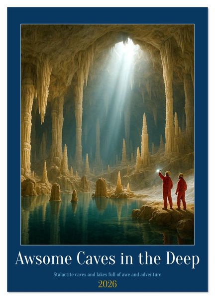 Awsome Caves in the Deep (Wall Calendar 2026 DIN A4 portrait) CALVENDO 12 Month Wall Calendar