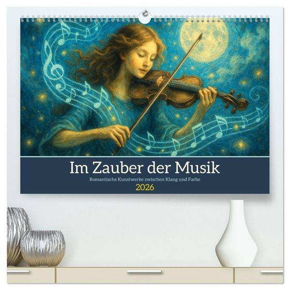 Im Zauber der Musik - Romantische Kunstwerke zwischen Klang und Farbe (hochwertiger Premium Wandkalender 2026 DIN A2 quer) Kunstdruck in Hochglanz