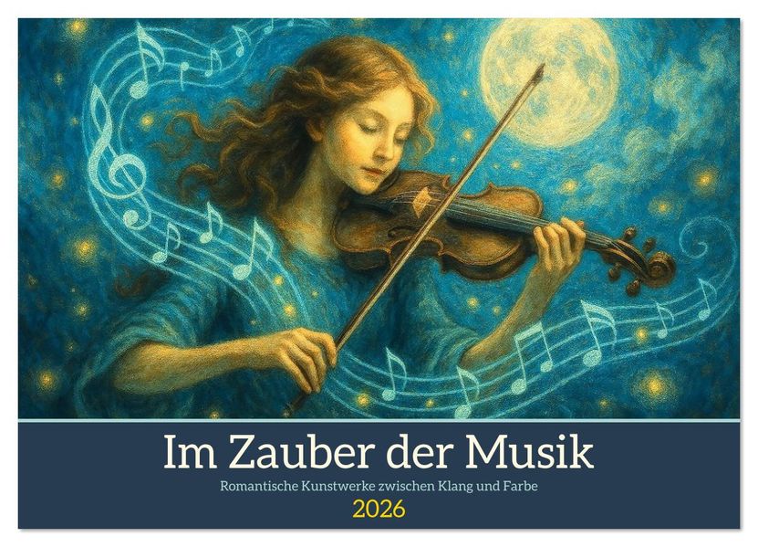 Im Zauber der Musik - Romantische Kunstwerke zwischen Klang und Farbe (Wandkalender 2026 DIN A2 quer) CALVENDO Monatskalender