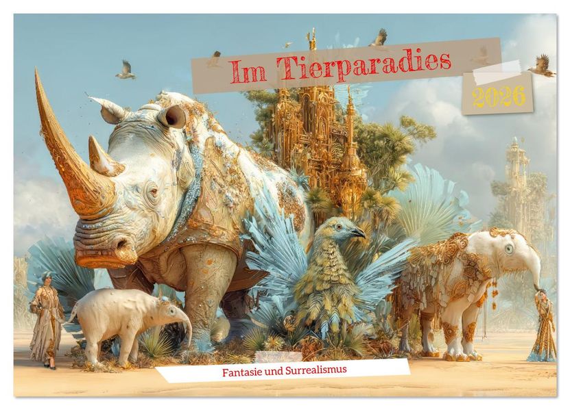 Im Tierparadies - Fantasie und Surrealismus (Wandkalender 2026 DIN A2 quer) CALVENDO Monatskalender