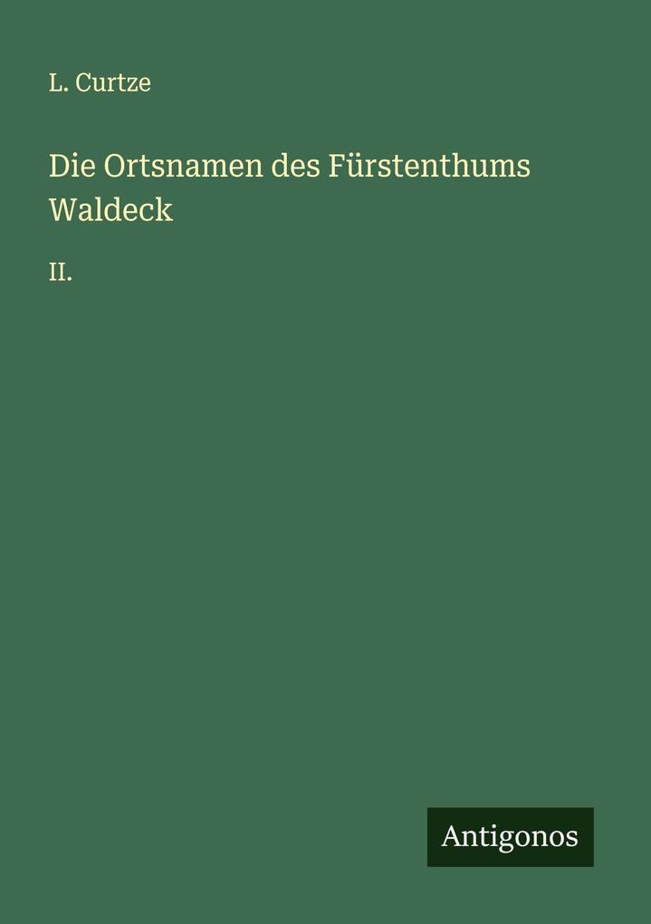 Die Ortsnamen des Fürstenthums Waldeck