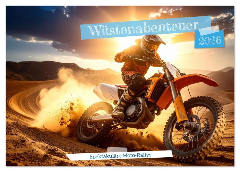 Wüstenabenteuer - Spektakuläre Moto-Rallys (Tischkalender 2026 DIN A5 quer) CALVENDO Monatskalender