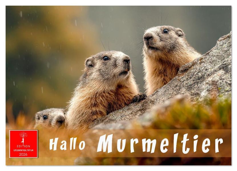 Hallo Murmeltier (Wandkalender 2026 DIN A3 quer) CALVENDO Monatskalender