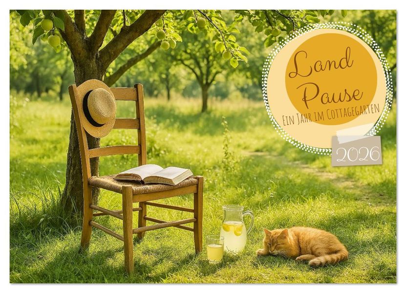 Land Pause - Ein Jahr im Cottagegarten (Wandkalender 2026 DIN A4 quer) CALVENDO Monatskalender