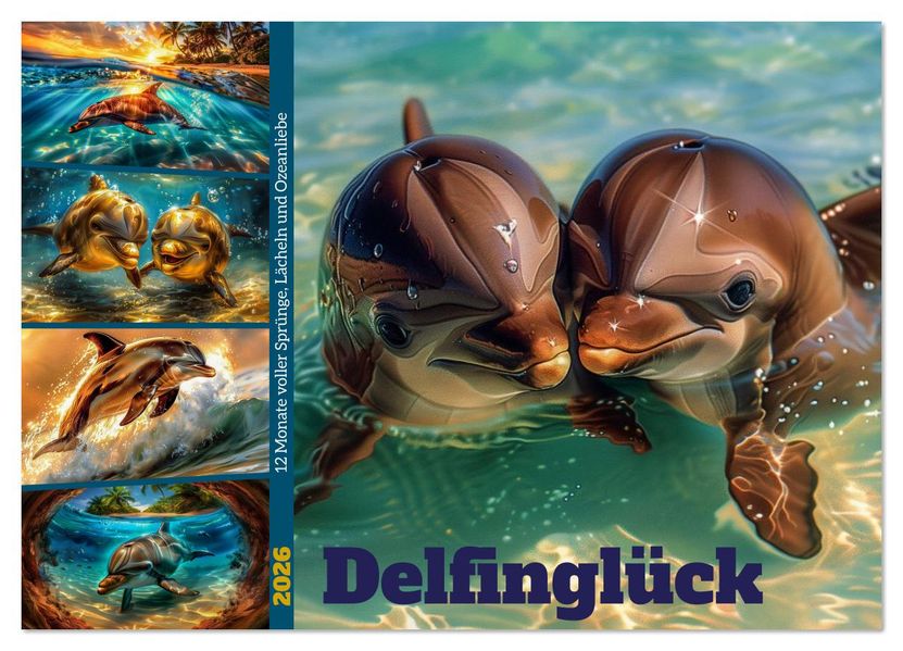 Delfinglück (Wandkalender 2026 DIN A2 quer) CALVENDO Monatskalender