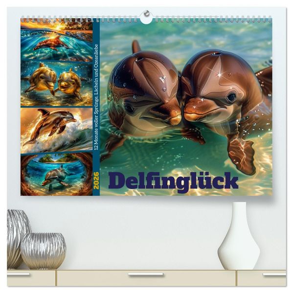 Delfinglück (hochwertiger Premium Wandkalender 2026 DIN A2 quer) Kunstdruck in Hochglanz