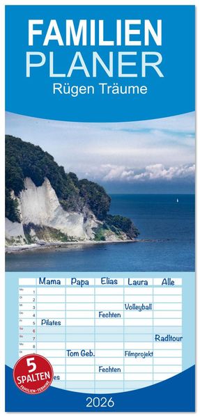 Familienplaner 2026 - Rügen Träume mit 5 Spalten (Wandkalender 21 x 45 cm) CALVENDO