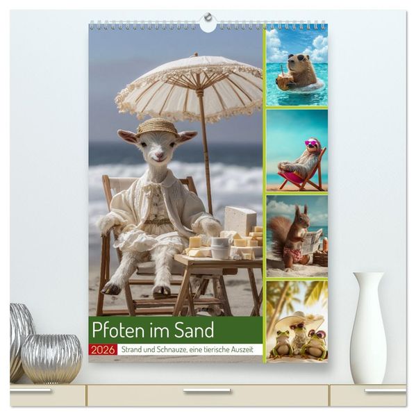 Pfoten im Sand (hochwertiger Premium Wandkalender 2026 DIN A2 hoch) Kunstdruck in Hochglanz