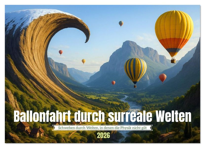 Ballonfahrt durch surreale Welten (Wandkalender 2026 DIN A2 quer) CALVENDO Monatskalender