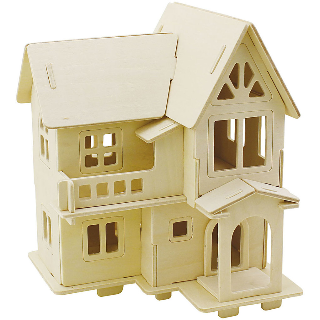 Creativ Company 3D-Figuren zum Zusammensetzen Haus mit Balkon Größe 158x175x195 1 Stk