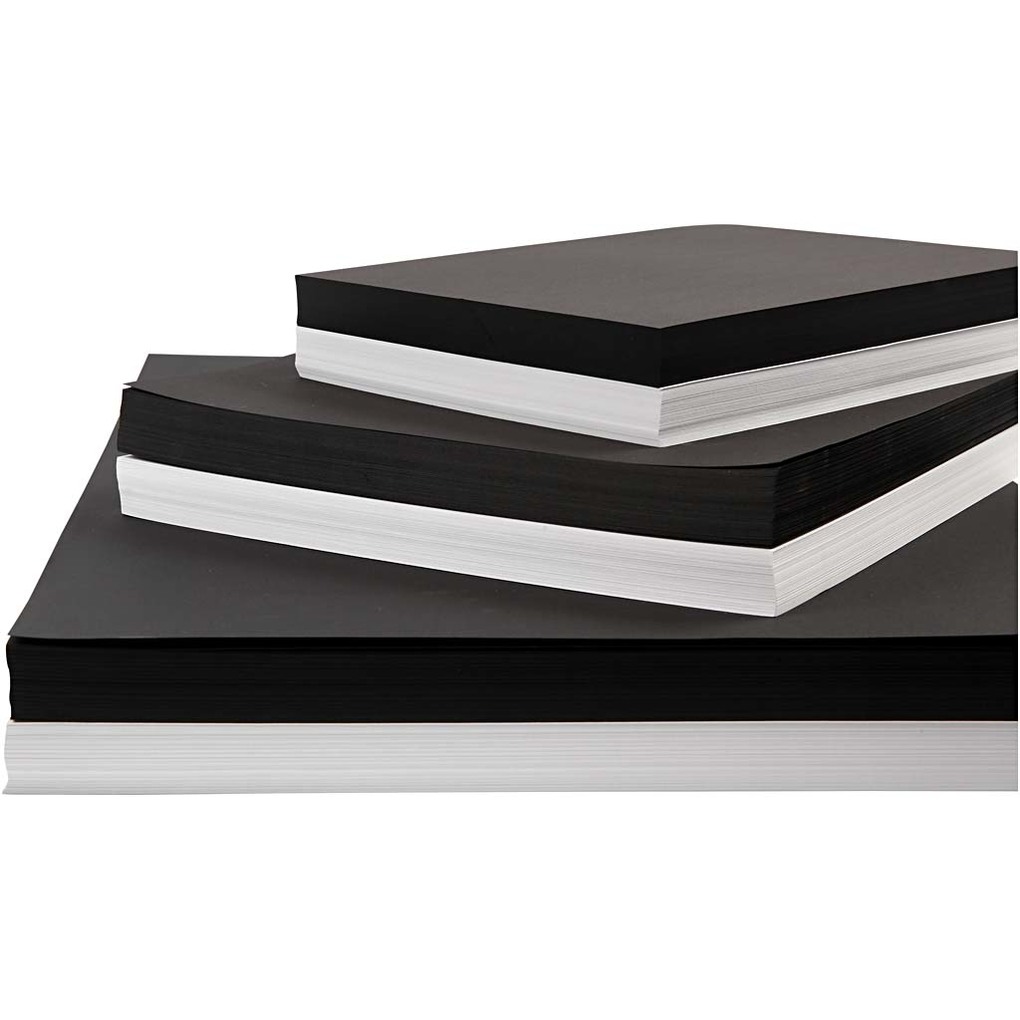 Creativ Company Karton A2A3A4 200+250 g Schwarz Weiß 600 Blatt sortiert