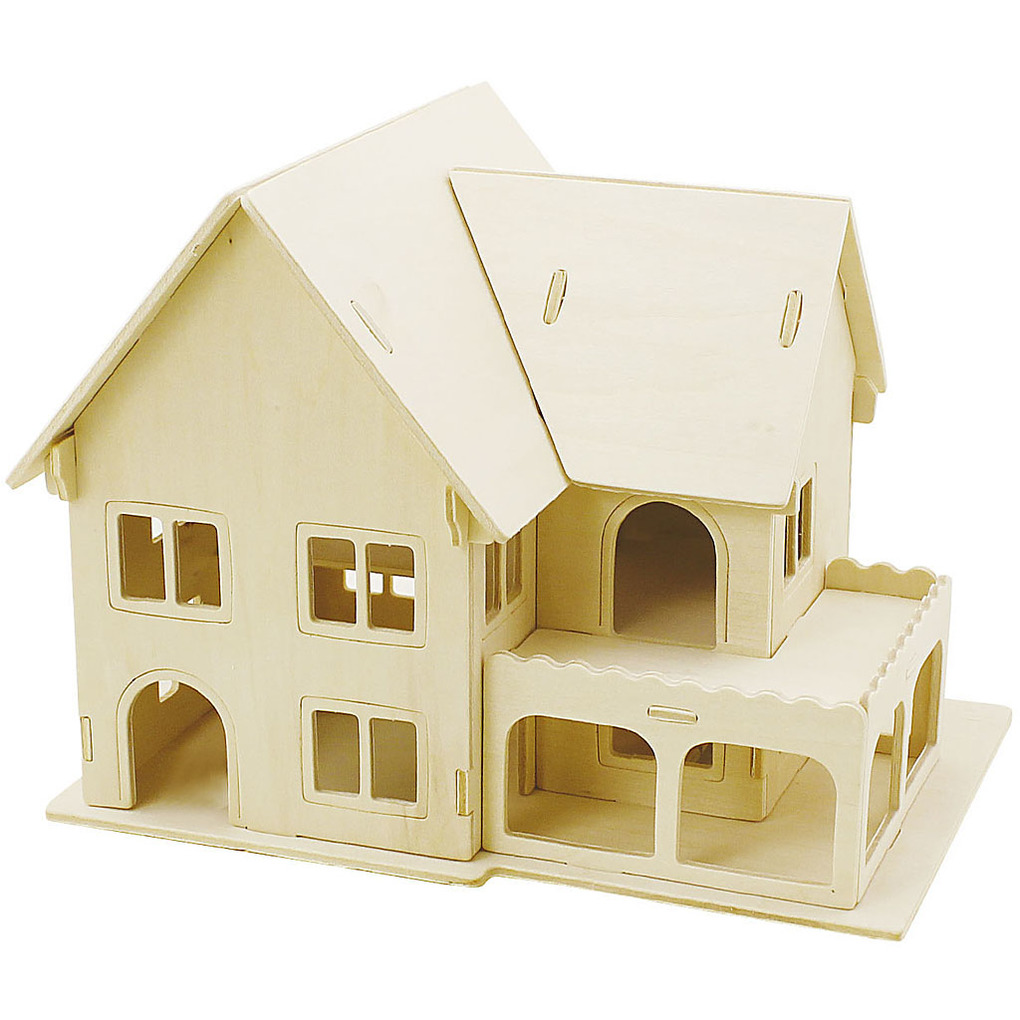 Creativ Company 3D-Figuren zum Zusammensetzen Haus mit Veranda Größe 225x16x175 1 Stk