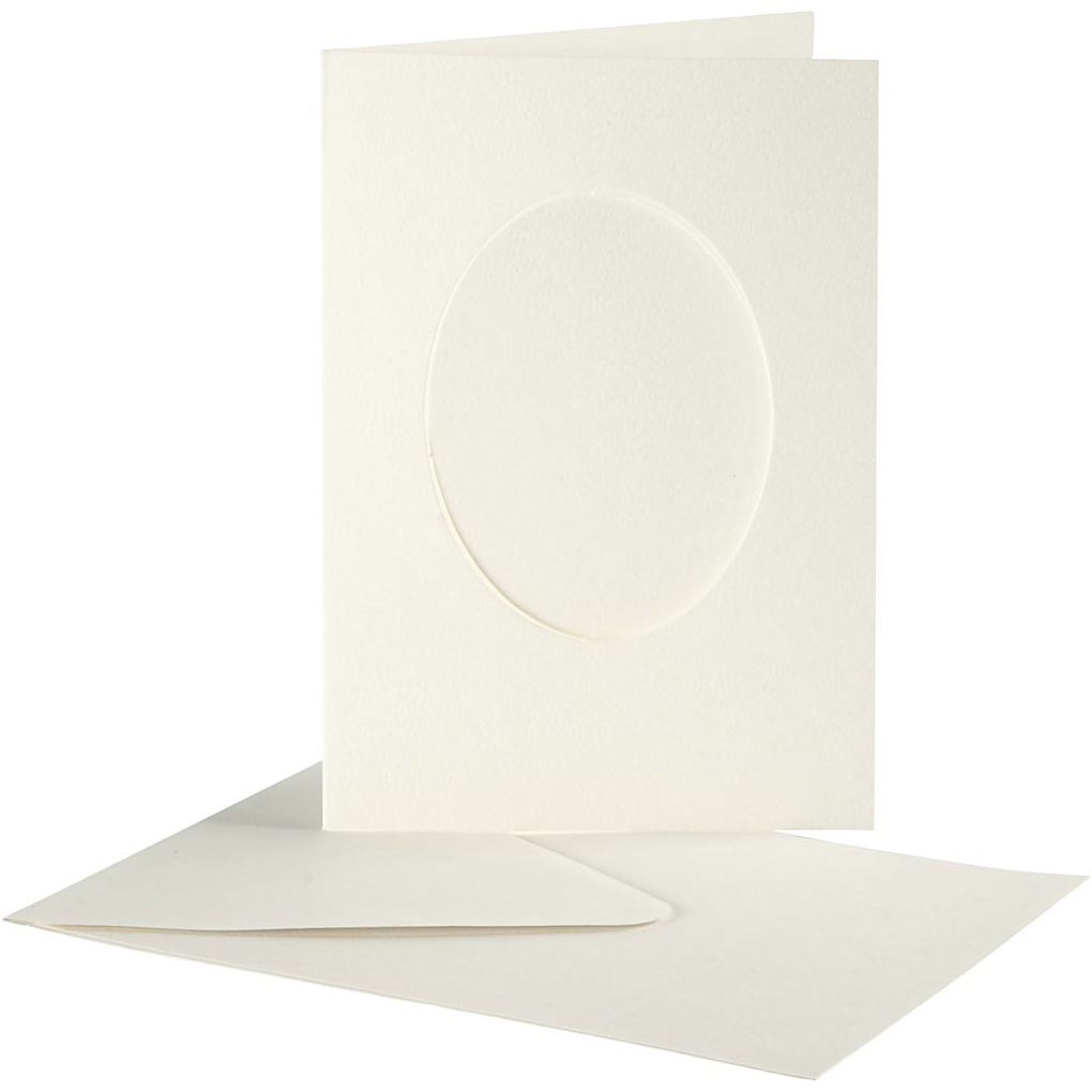 Creativ Company Passepartout-Karten mit Kuvert oval Kartengröße 105x15 cm Umschlaggröße 115x165 cm Naturweiß 10er Set