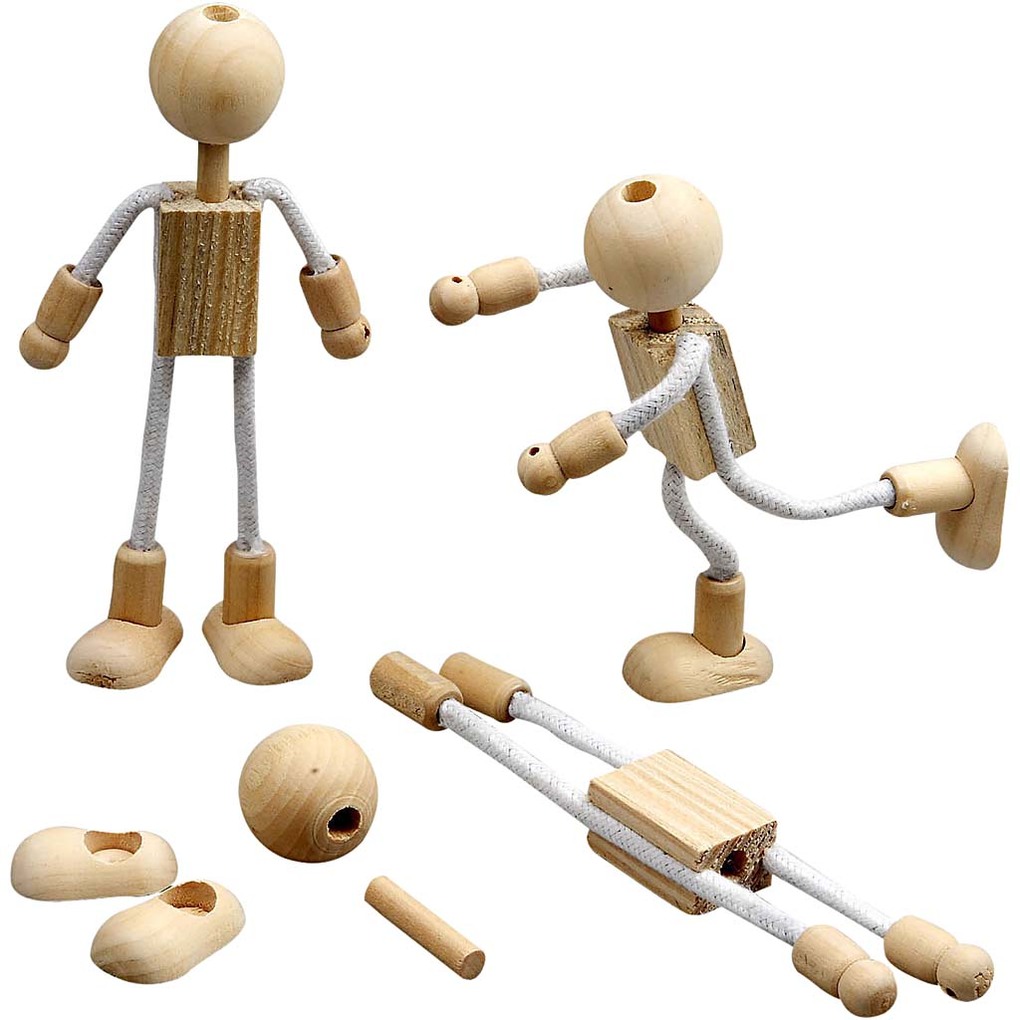 Creativ Company Biege-Figuren aus Holz H 12 cm 4er Set