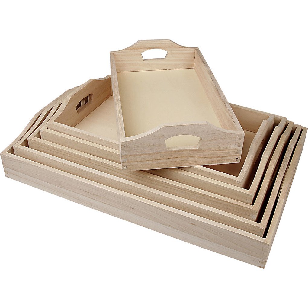 Creativ Company Tablett-Set H 5 cm L 29+32+35+38+41+44 cm B 165+19+22+25+27+30 cm 6 Stk/ 1 Set