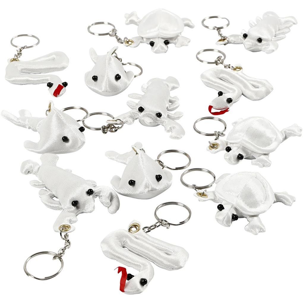 Creativ Company Schlüsselanhänger aus Stoff Größe 4-8 cm Weiß 4x3 Stk