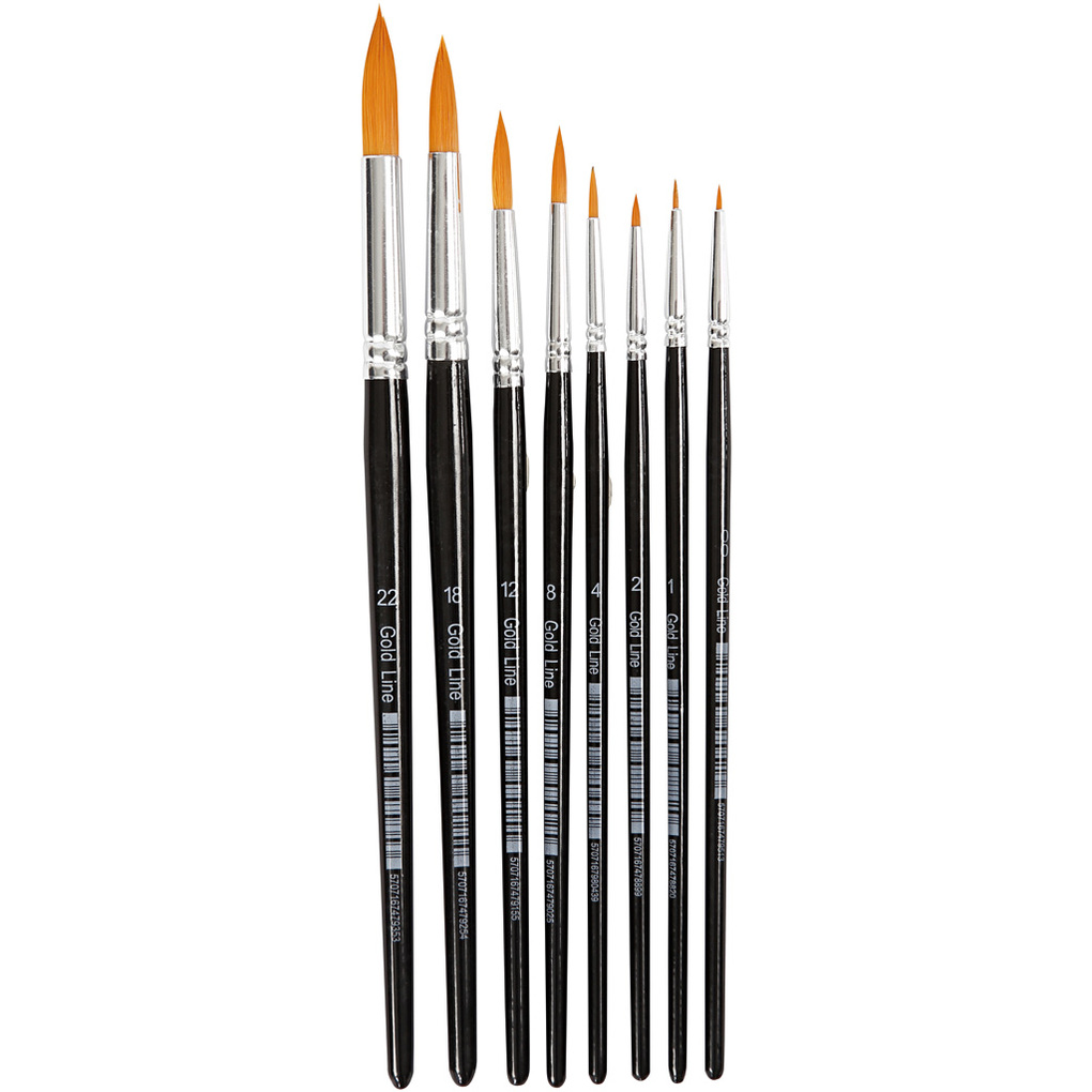 Creativ Company Gold Line Pinsel Nr. 0+1+2+4+8+12+18+22 L 165-21 cm B 1-8 mm rund 8 Stk