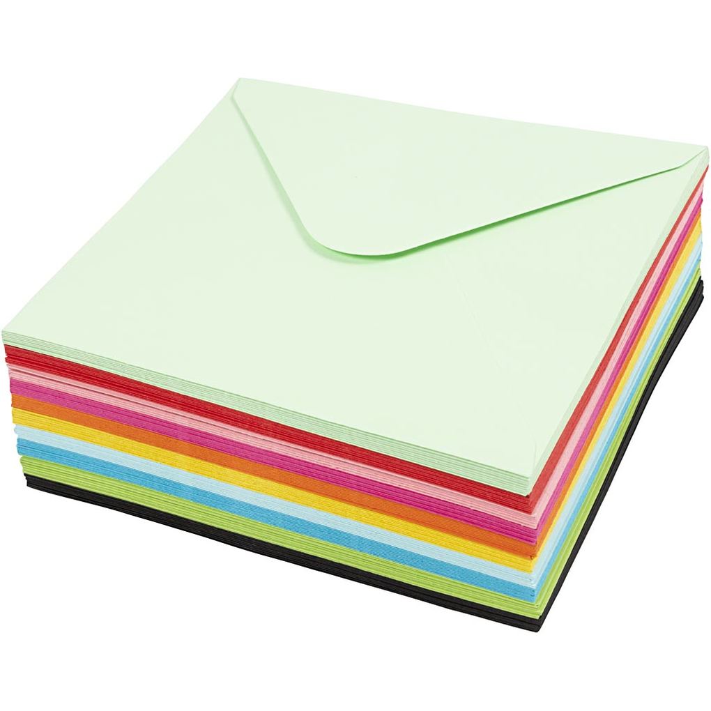 Creativ Company Farbige Briefumschläge - Sortiment Umschlaggröße 16x16 Cm 80 G Sortiert 10x10 Stk