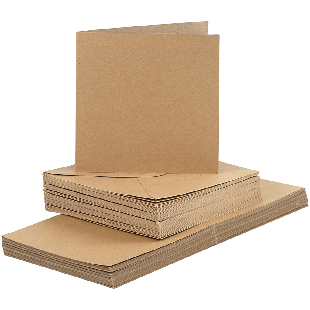 Creativ Company Karten & Kuverts Kartengröße 15x15 cm Umschlaggröße 16x16 cm 120+240 g Natur 50er Set