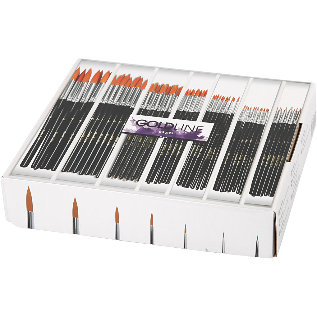 Creativ Company Gold Line Pinsel Nr. 1+2+4+8+12+18+22 L 17-21 cm B 1-7 mm rund 7x12 Stk