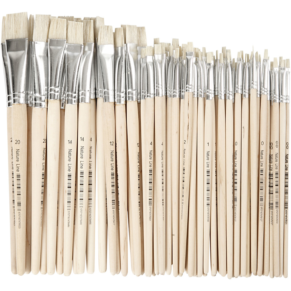 Creativ Company Nature Line Pinsel Nr. 00+0+1+2+4+12+14+20 L 18-22 cm B 3-20 mm Flach 68 Stk