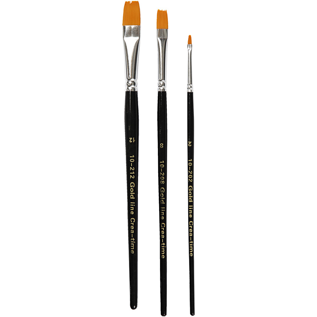 Creativ Company Gold Line Pinsel Nr. 2+8+12 L 165-19 cm B 3-12 mm Flach 3 Stk
