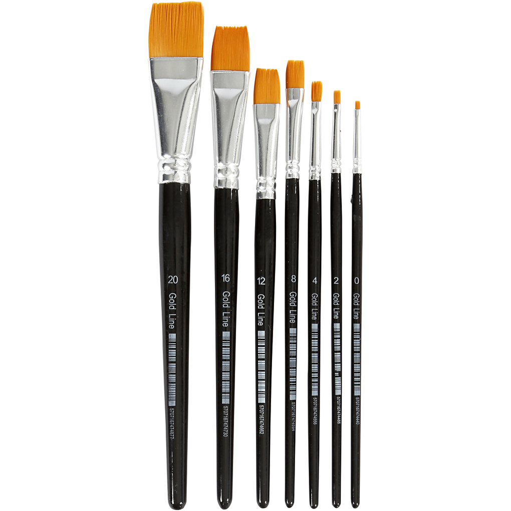 Creativ Company Gold Line Pinsel Nr. 0+2+4+8+12+16+20 L 165-21 cm B 1-7 mm Flach 7 Stk