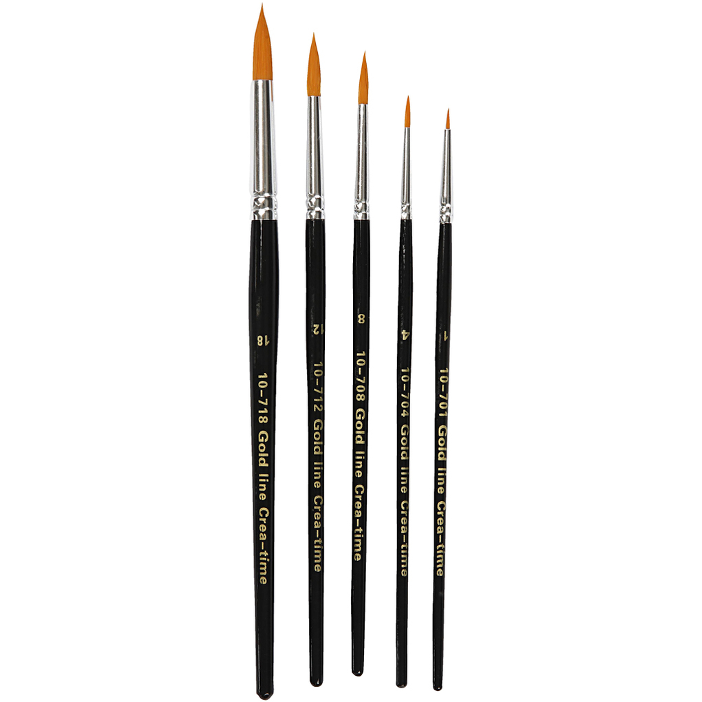 Creativ Company Gold Line Pinsel Nr. 1+4+8+12+18 L 17-19 cm B 1-7 mm rund 5 Stk