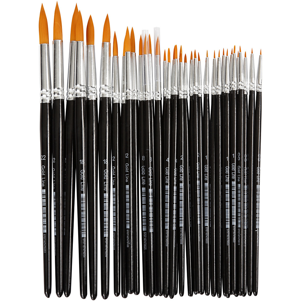 Creativ Company Gold Line Pinsel Nr. 0+1+2+4+8+12+18+22 L 17-215 cm B 1-7 mm rund 36 Stk