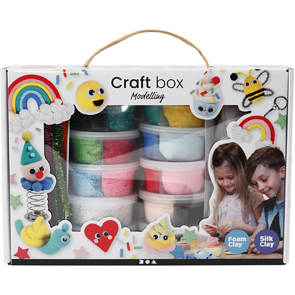 Creativ Company Modellier-Box mit Foam Clay® und Silk Clay® Modellieren sortierte Farben 1 Set