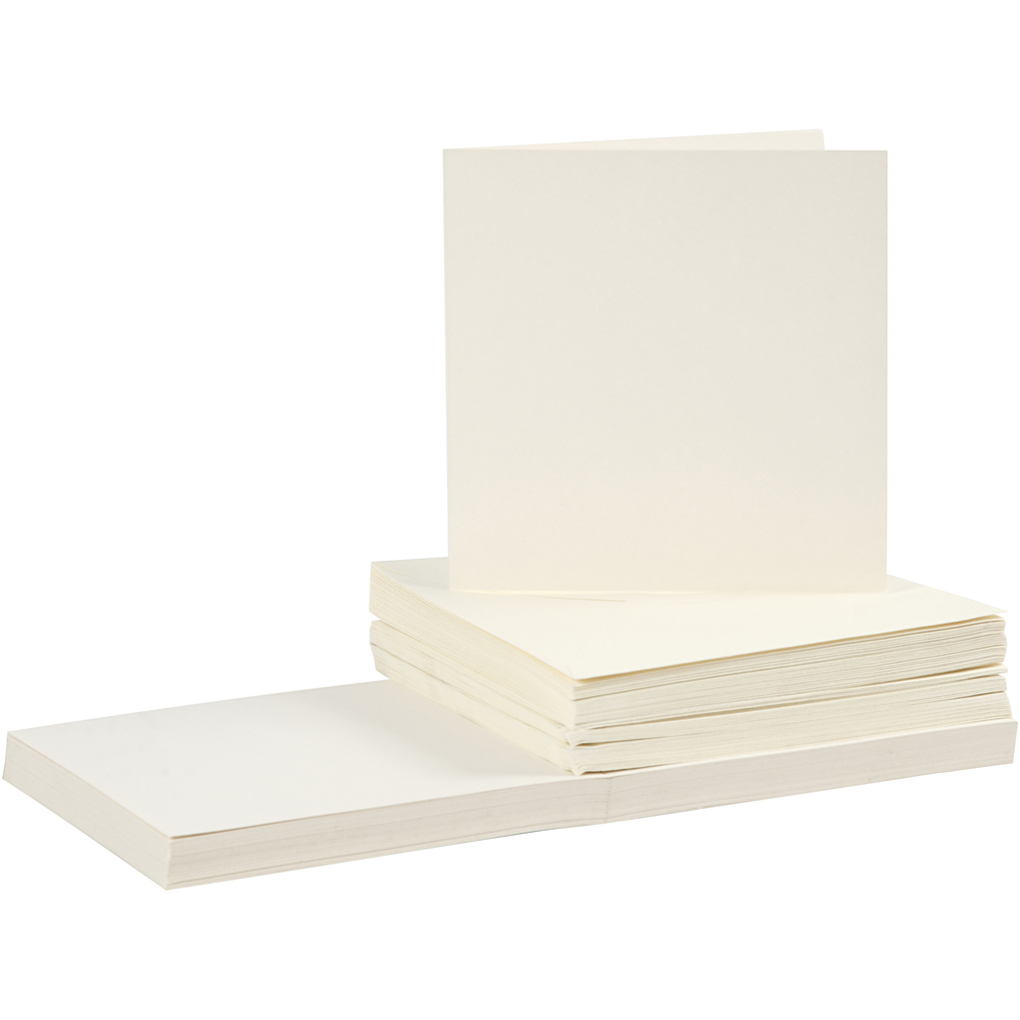 Creativ Company Karten & Kuverts Kartengröße 15x15 cm Umschlaggröße 16x16 cm 110+220 g Naturweiß 50er Set