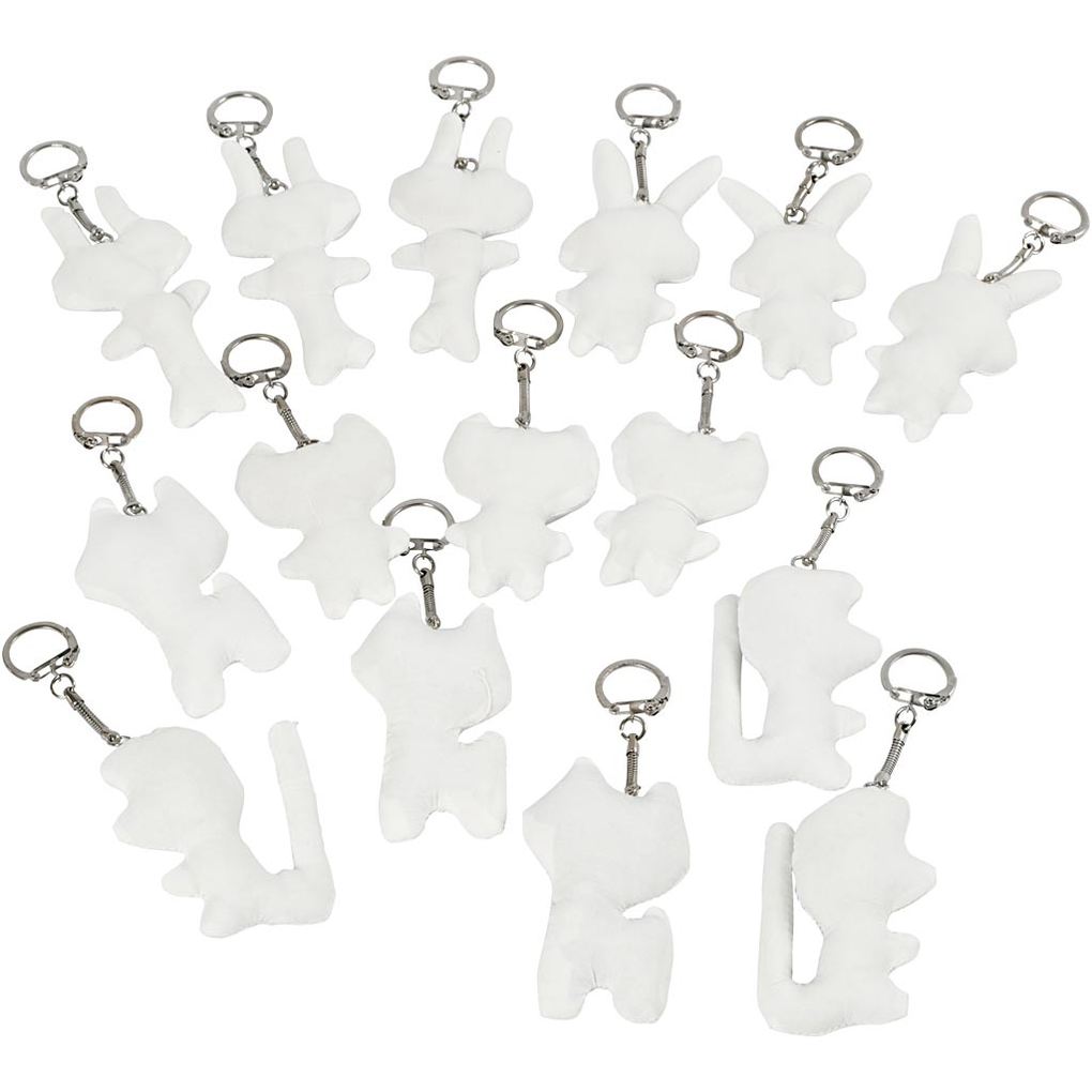 Creativ Company Schlüsselanhänger aus Stoff Größe 6-10 cm Weiß 15 Stk
