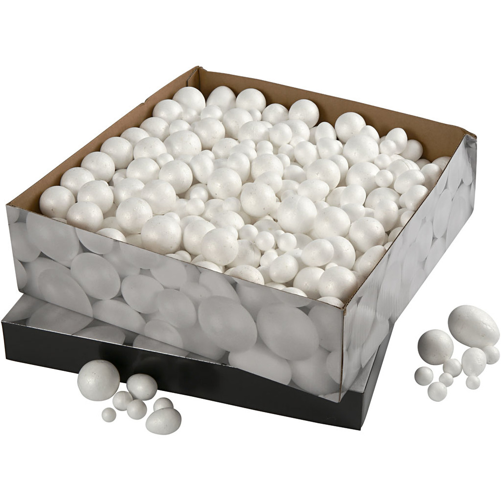 Creativ Company Styropor-Kugeln und -Eier Größe 15-61 cm Weiß 550 Stk