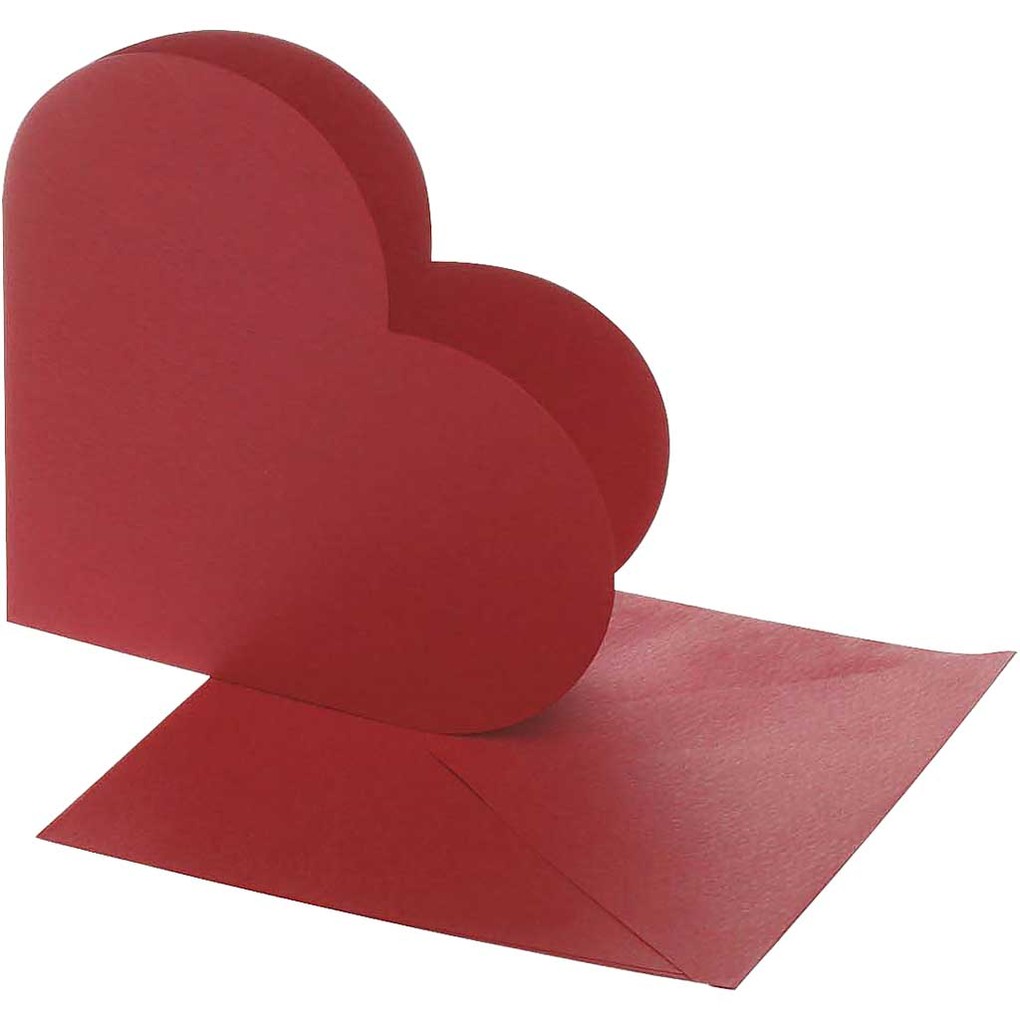 Creativ Company Karten in Herzform Kartengröße 125x125 cm Umschlaggröße 135x135 cm rot 10er Set