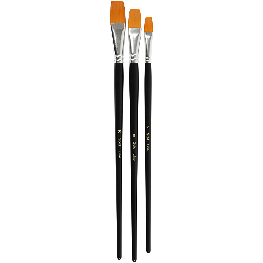 Creativ Company Gold Line Pinsel Nr. 12+16+20 L 30-33 cm B 12-20 mm Flach 3 Stk