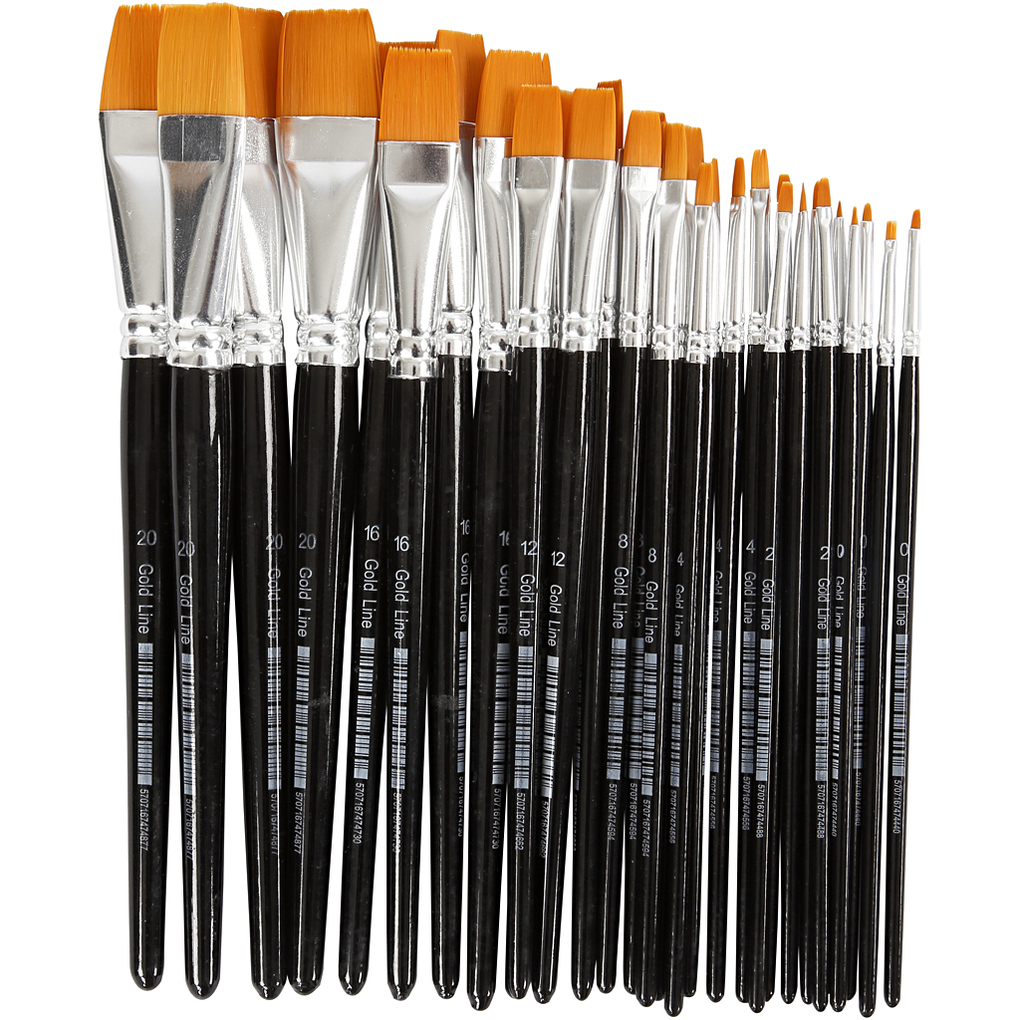 Creativ Company Gold Line Pinsel Nr. 0+2+4+8+12+16+20 L 17-21 cm B 2-22 mm Flach 30 Stk