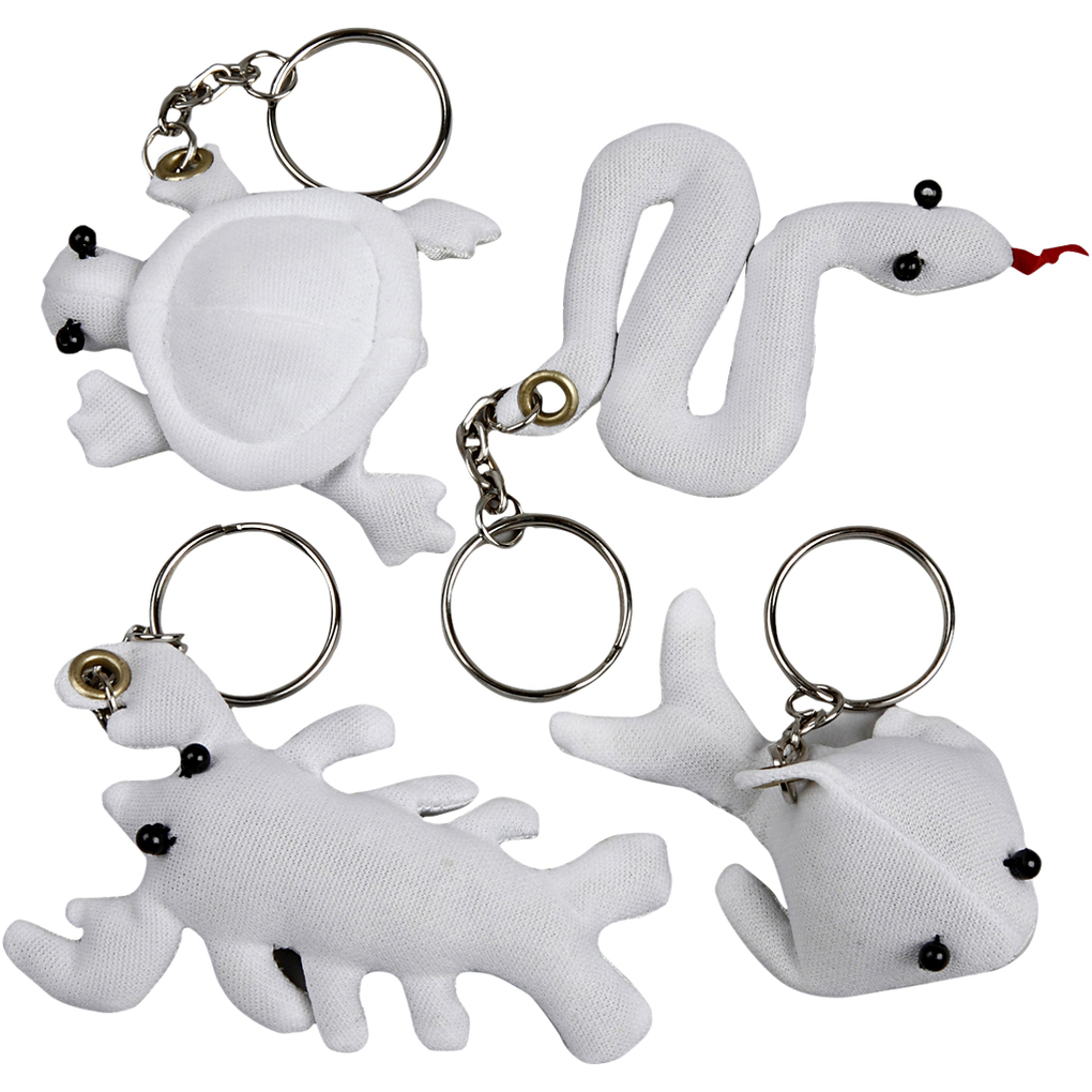 Creativ Company Schlüsselanhänger aus Stoff Größe 4-8 cm Weiß 4 Stk