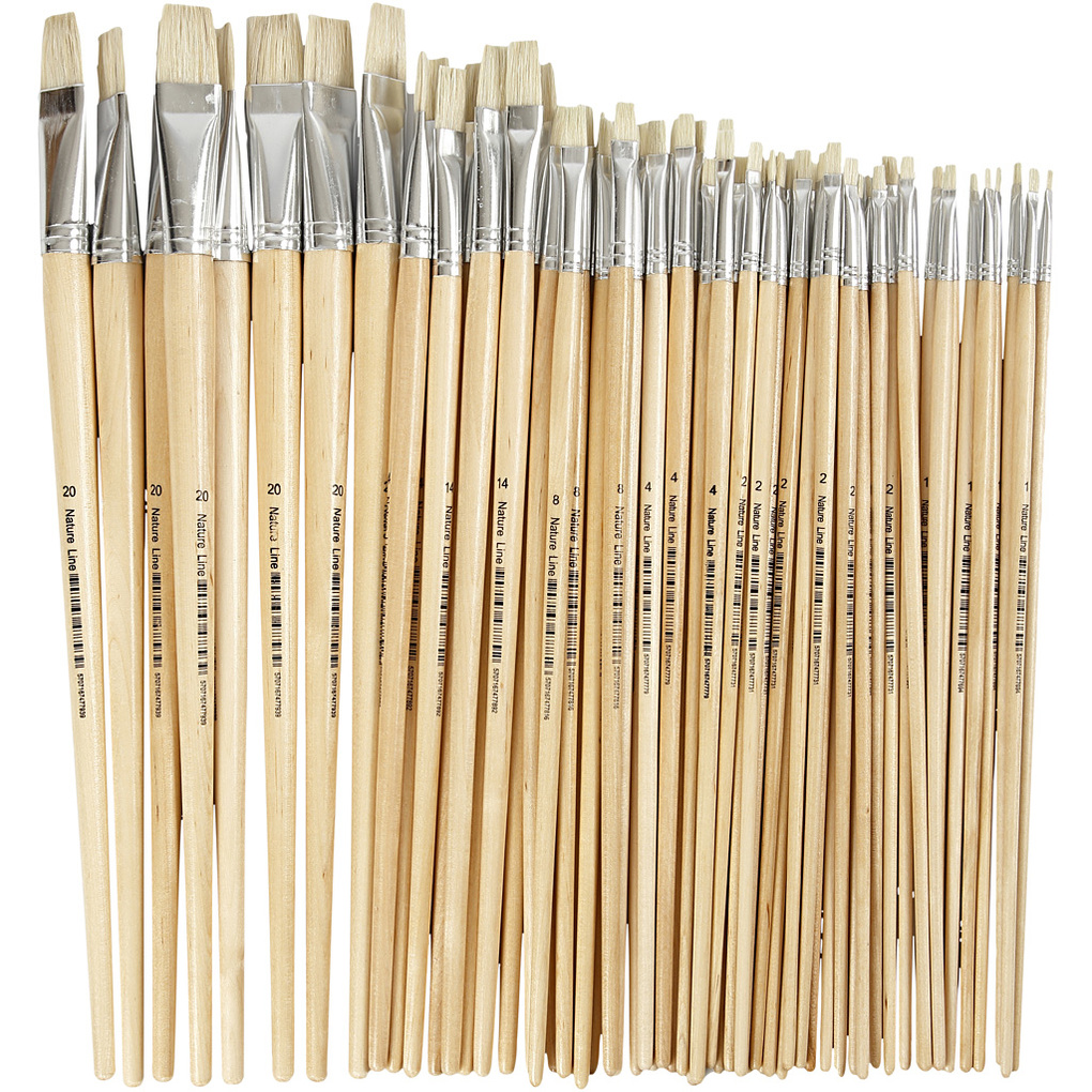 Creativ Company Nature Line Pinsel Nr. 1+2+4+8+14+20 L 275-33 cm B 5-19 mm Flach 64 Stk