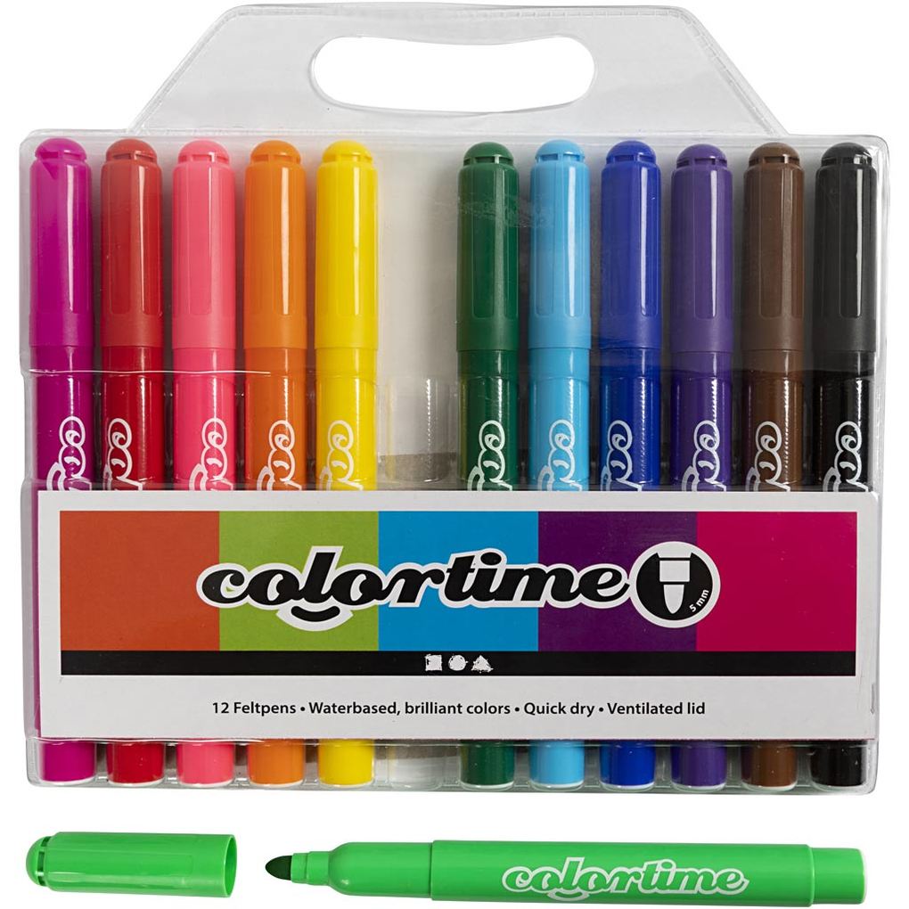 Creativ Company Colortime Marker Strichstärke 5 mm Standard-Farben 12 Stk