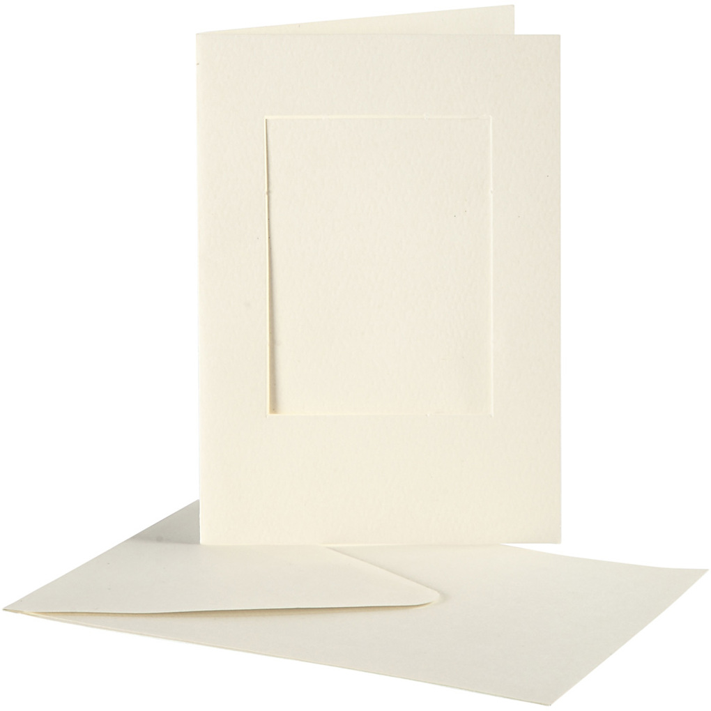 Creativ Company Passepartout-Karten mit Kuvert rechteckig Kartengröße 105x15 cm Umschlaggröße 15x165 cm naturweiß 10er Set
