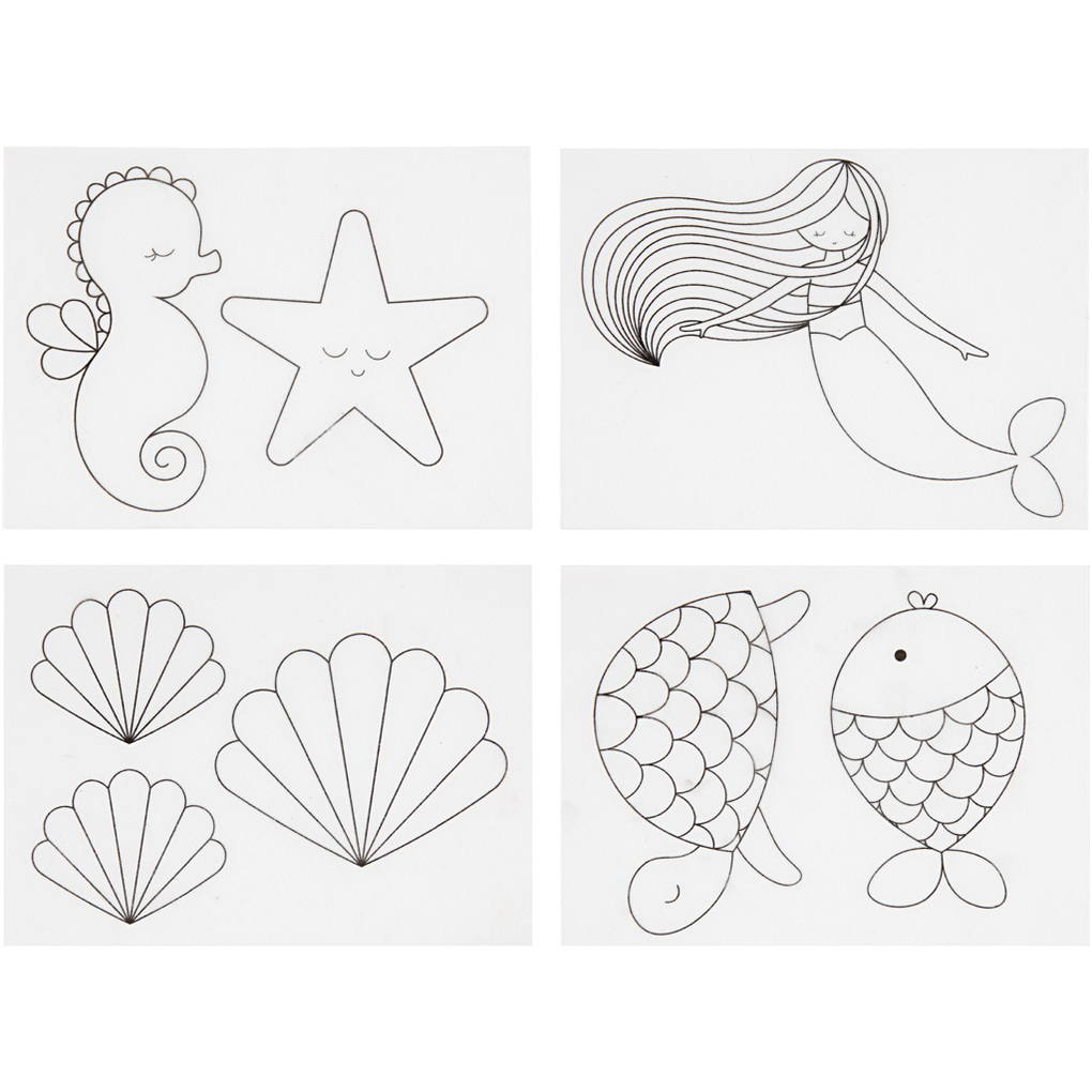 Creativ Company Plastikschrumpfplatten mit Motiven Meerjungfrau Blatt 105x145 cm Dicke 03 mm Matt transparent 4 Blatt