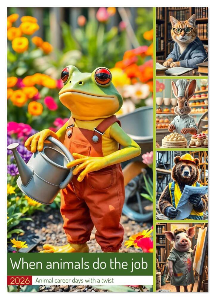 When animals do the job - Animal career days with a twist (Wall Calendar 2026 DIN A2 portrait) CALVENDO 12 Month Wall Calendar
