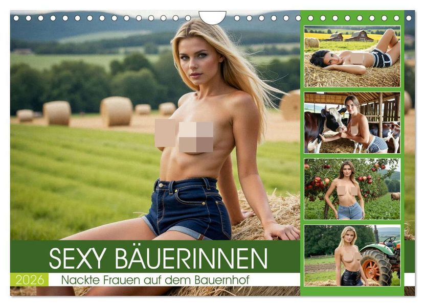 Sexy Bäuerinnen - Nackte Frauen auf dem Bauernhof (Wandkalender 2026 DIN A4 quer) CALVENDO Monatskalender