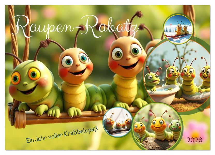 Raupen-Rabatz - Ein Jahr voller Krabbelspaß (Wandkalender 2026 DIN A3 quer) CALVENDO Monatskalender